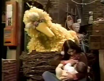 Sesame Street's Buffy Teaches Big Bird about Nursing a Baby