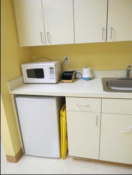 Photo of legoland florida duplo baby care center mothers room microwave oven and sink.