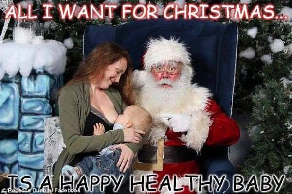Mom Nurses Baby while on Santa's Lap