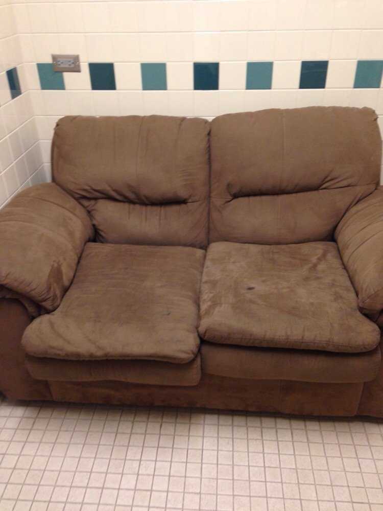 The Navy Exchange nursing room sofa - not very clean