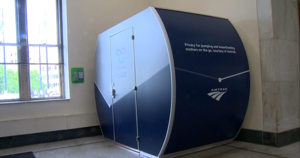 Photo of Amtrak Baltimore Penn Station mamava lactation pod.