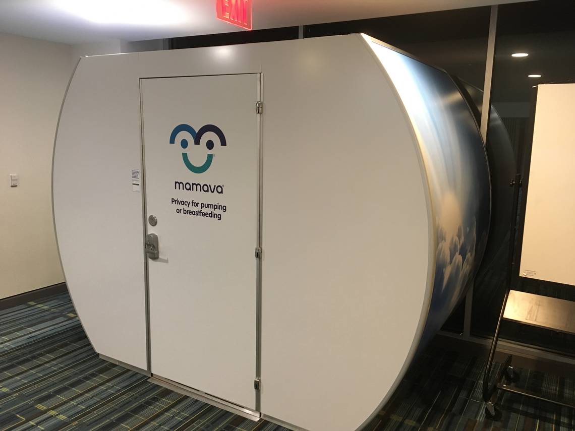 Photo of Raleigh Durham Airport's mamava lactation suite.